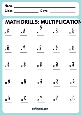 Math Activity Worksheets - Multiplication Problems