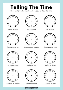 Math Activity Worksheets - Telling the time