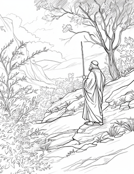 Moses Walking Through the Wilderness Bible Coloring