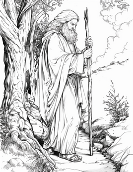 Moses with Staff Bible Coloring