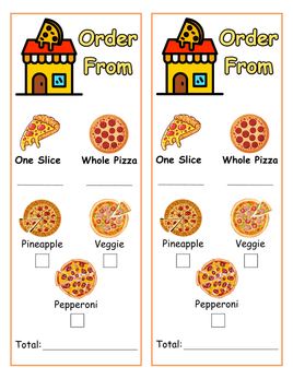 Role-Play - Pizza Shop Theme - Order Form