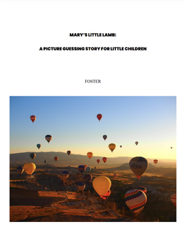 Marys Little Lamb A Picture Guessing Story for Little Children by Foster