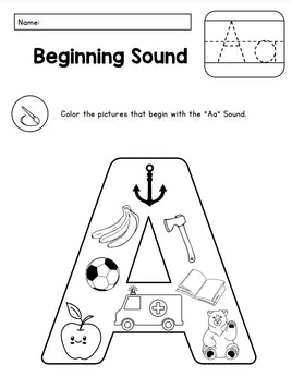 🎨 A-Z Beginning Sounds Alphabet Coloring Set – Fun Phonics Practice!