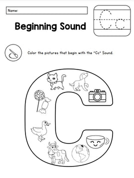 🎨 A-Z Beginning Sounds Alphabet Coloring Set – Fun Phonics Practice!