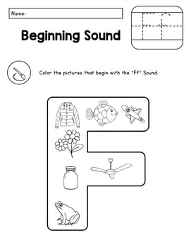 🎨 A-Z Beginning Sounds Alphabet Coloring Set – Fun Phonics Practice!