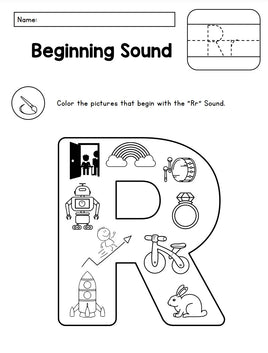 🎨 A-Z Beginning Sounds Alphabet Coloring Set – Fun Phonics Practice!
