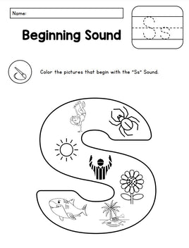 🎨 A-Z Beginning Sounds Alphabet Coloring Set – Fun Phonics Practice!
