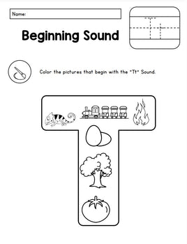 🎨 A-Z Beginning Sounds Alphabet Coloring Set – Fun Phonics Practice!