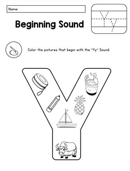🎨 A-Z Beginning Sounds Alphabet Coloring Set – Fun Phonics Practice!