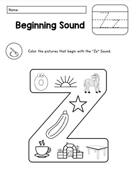 🎨 A-Z Beginning Sounds Alphabet Coloring Set – Fun Phonics Practice!