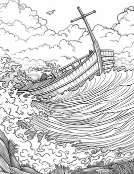 Stormy_Boat_with_Cross_Bible_Coloring