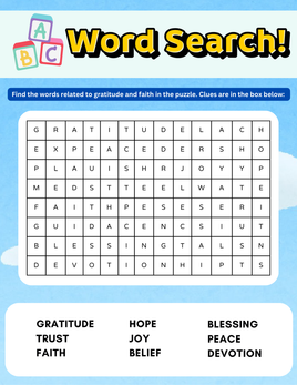 Thankful Hearts  Gratitude Journal - Word Search