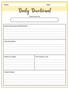 Bible Chapter Study Prayer Journal Template Daily Devotional