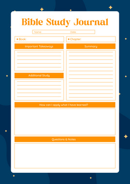 Bible Chapter Study Prayer Journal Template Orange