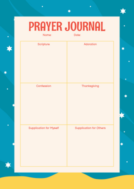 Bible Chapter Study Prayer Journal Template Star Themed