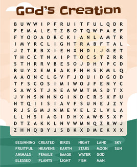 Gods creation wordsearch