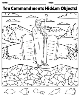 Hidden Object Coloring - ten commandments